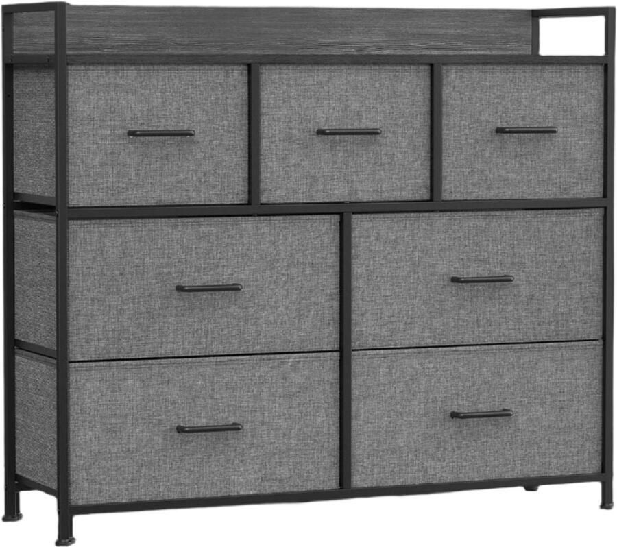 Chest of Drawers Closet 7 Drawer Dresser Extra Storage 28.5 x 98 x 85 cm Slate Gray Anthracite Gray Fabric Fronts - Foto 2