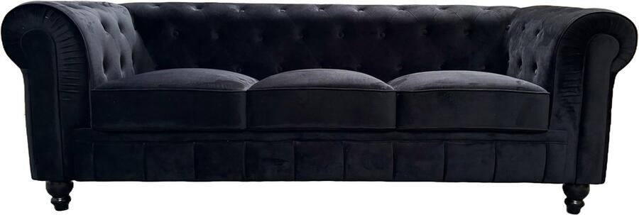 Meubilair Chesterfield Bank 3 Zits Velvet Zwart Design - Foto 2