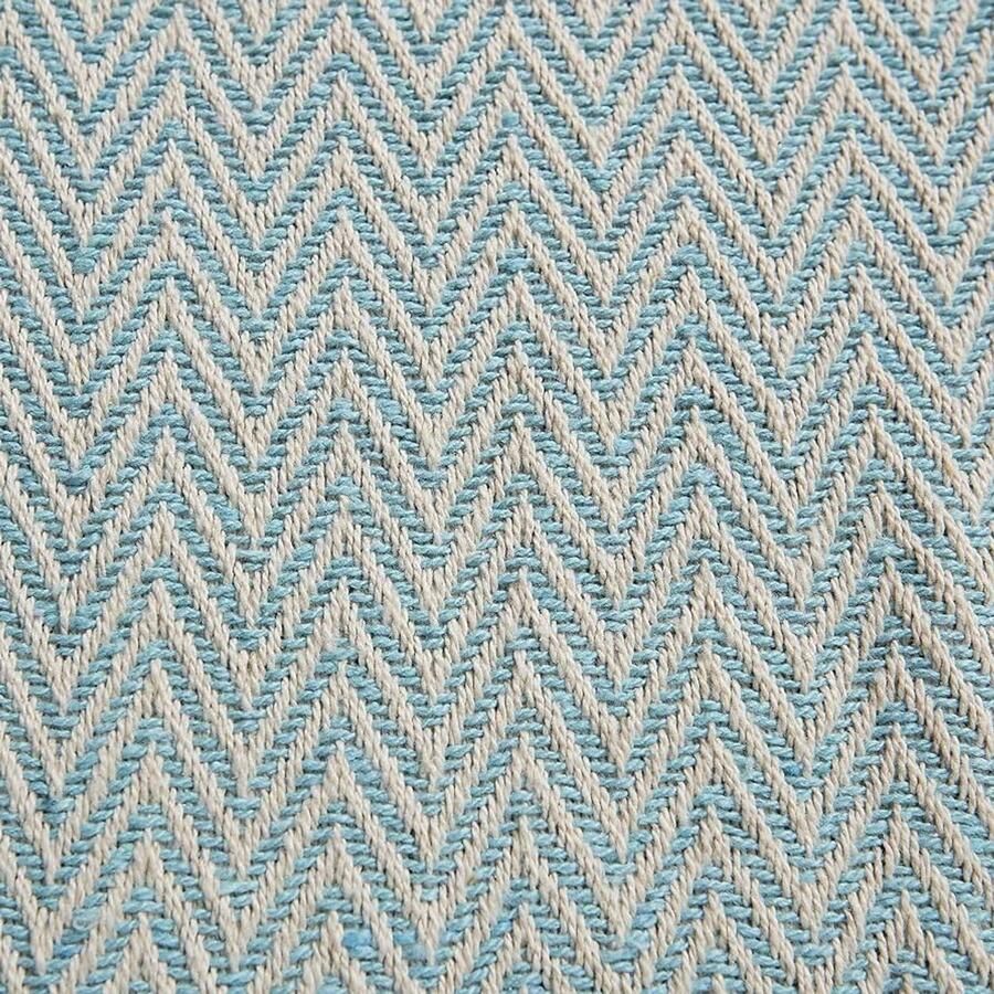 Chevron Tafelloper Aqua Katoen 15x72