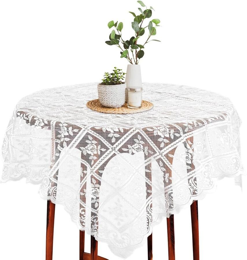 Chic vierkant kanten tafelkleed elegant 1 stuk 90 x 90 cm polyester