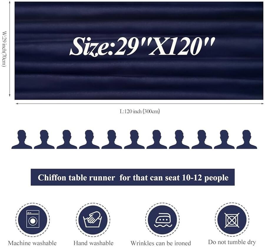 Chiffon tafelloper marineblauw romantische trouwloper chiffon