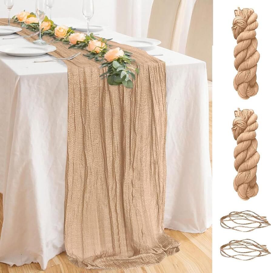 Chiffon Tafellopers Elegante Tafelvlaggen Set van 2 400 cm x 90 cm