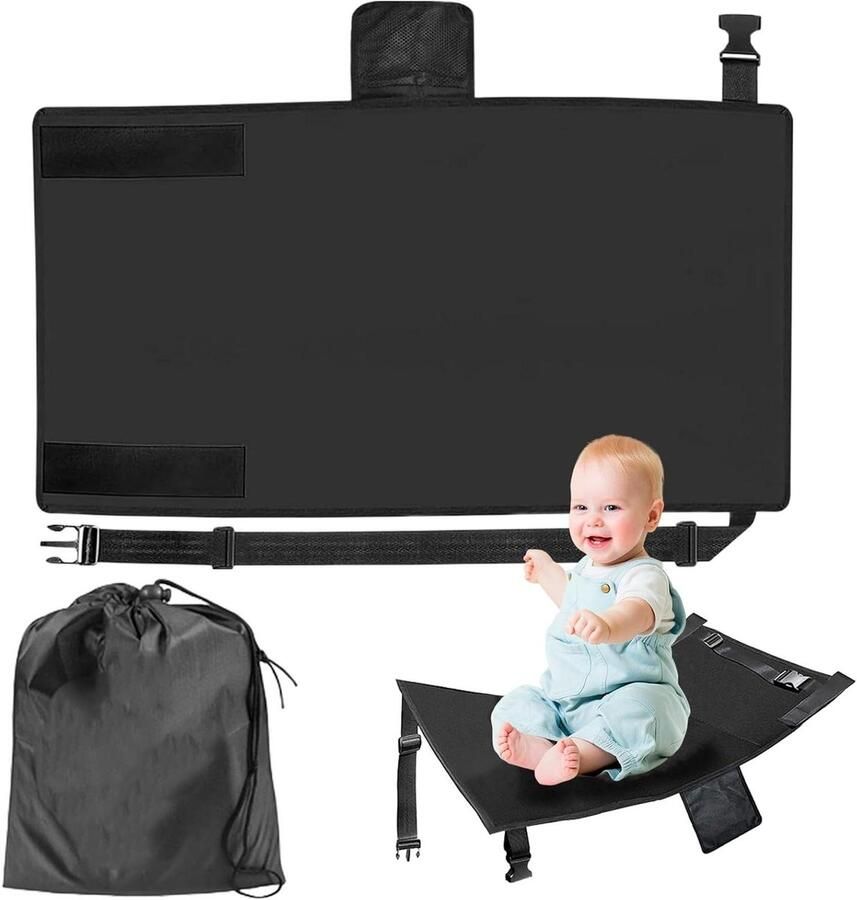 Children's Footrest: Adjustable Airplane Hammock Seat Extension 79 x 44 cm Children's Airplane Seat Extension Children's Travel Bed (Black)