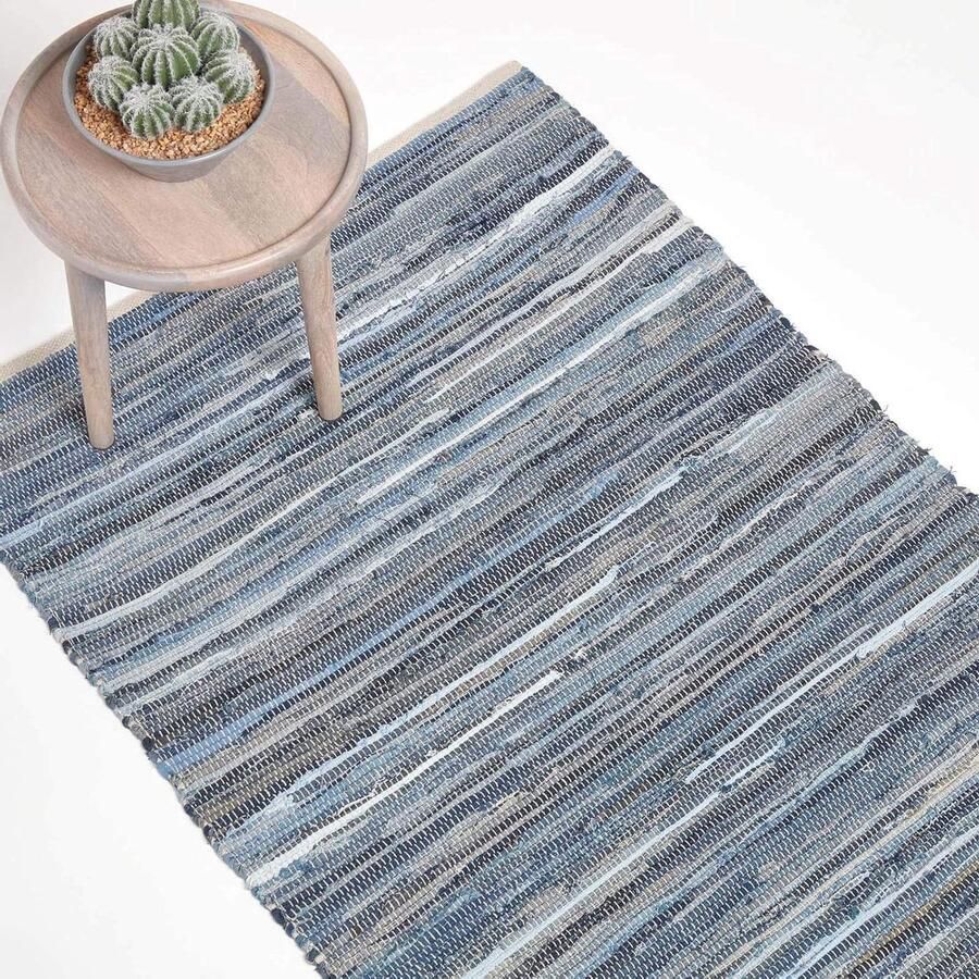 Chindi Tapijt 100% Gerecycled Denim Milieuvriendelijk 1 stuk Blauw Denim 60 x 90 cm