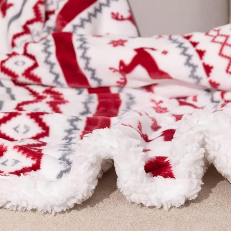 Christmas Holiday Sherpa Fleece Living Blanket Double Bed Throws Fuzzy Warm Super Soft Plush Dekentje voor Bed Sofa en Reizen 60 x 50 Inch - Foto 2