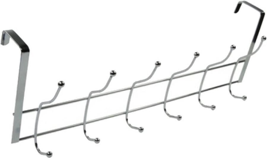 Chromen deur garderobe kapstok met 12 haken 50 cm Deurkapstok kapstokken deurgarderobes