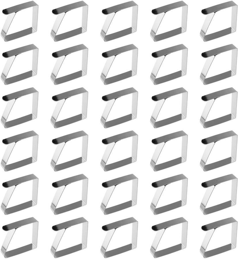 CHUEHKAK 30 stuks tafelclips roestvrij staal 5 x 4 cm tafelkleedclips tafelkleedhouders voor binnen en buiten kleine tafelkleedclips voor dikke tafels tuintafels zilver