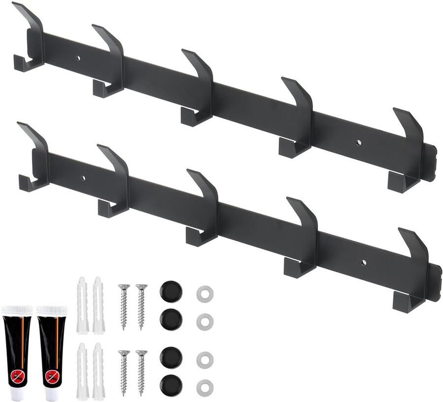 Ibenzoa Stijlvolle en Zwarte Wandkapstok met 5 Haken voor Efficiënte Organisatie