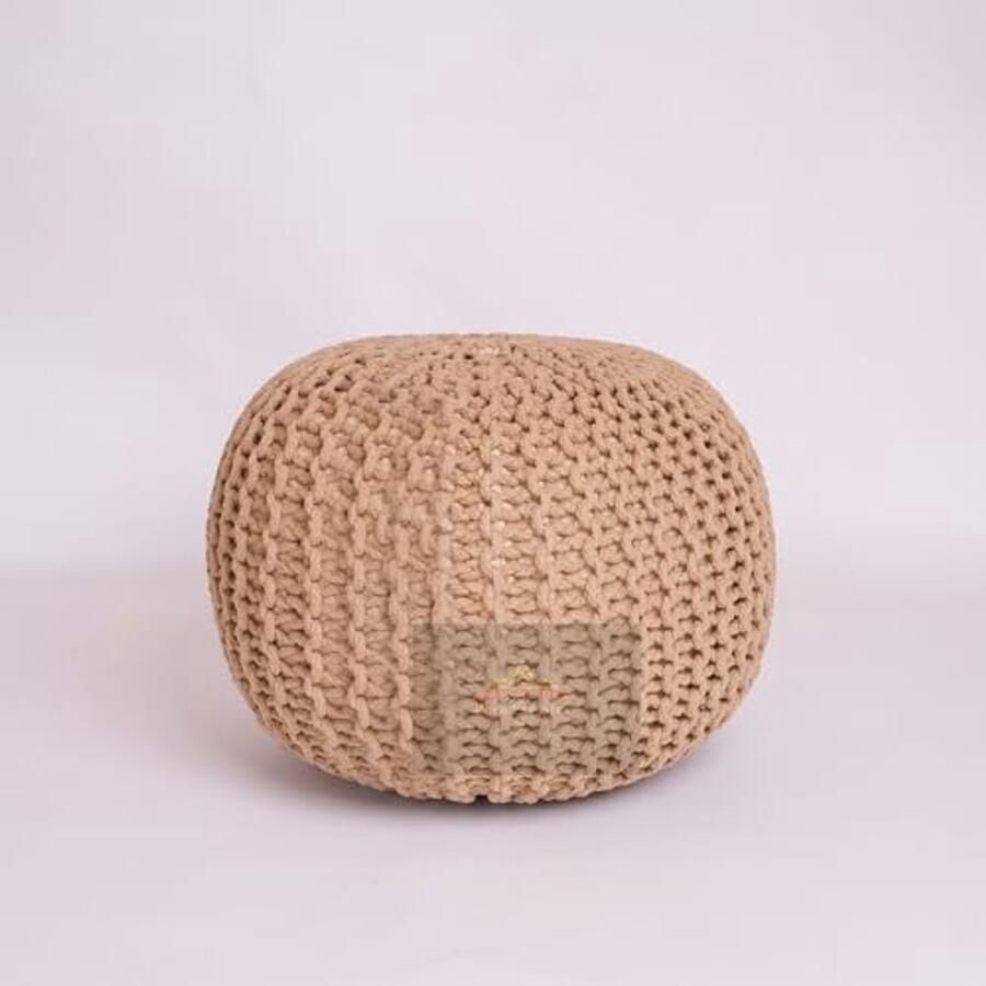 Chunky Gebreide Ronde 100% Katoen Poef Voetbank Ottomaanse Handgemaakte Poef voor Kinderen en Volwassenen