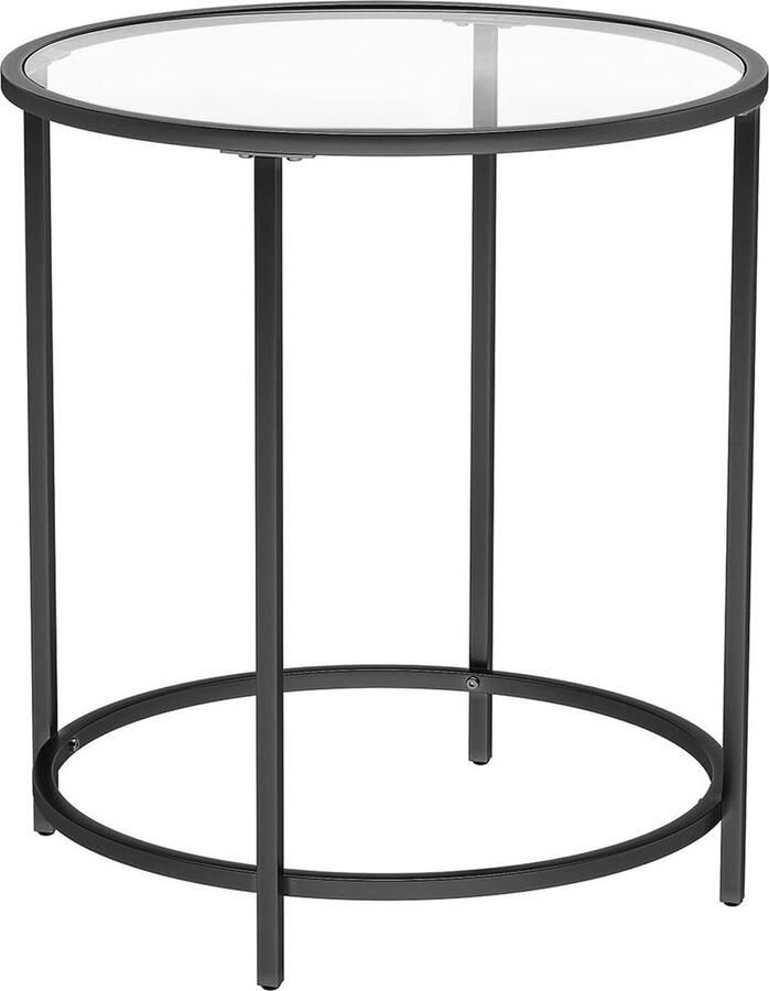 Ronde bijzettafel met gehard glas en stalen frame voor woonkamer en balkon