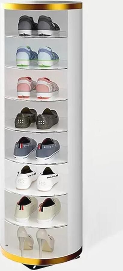 Cilindrisch Witte Schoenenrek met Draaibare Basis en Verstelbare Planken voor Ruimtebesparing
