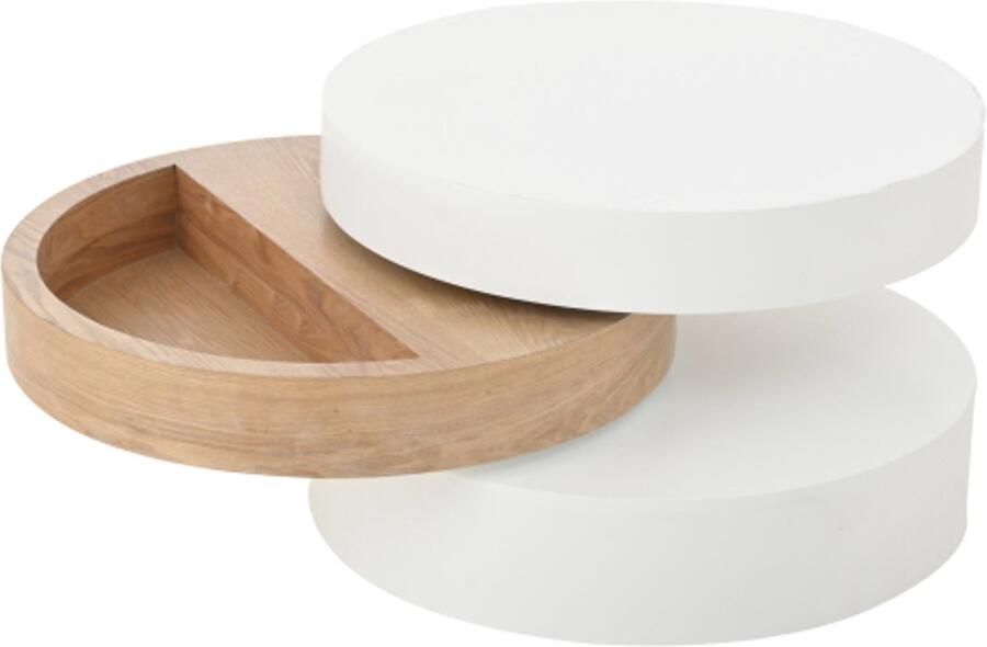 Cilindrische salontafel 60 x 60 x 35 1 cm bovenblad 360° draaibaar draaibare salontafel drielaagse salontafel 3 legplanken