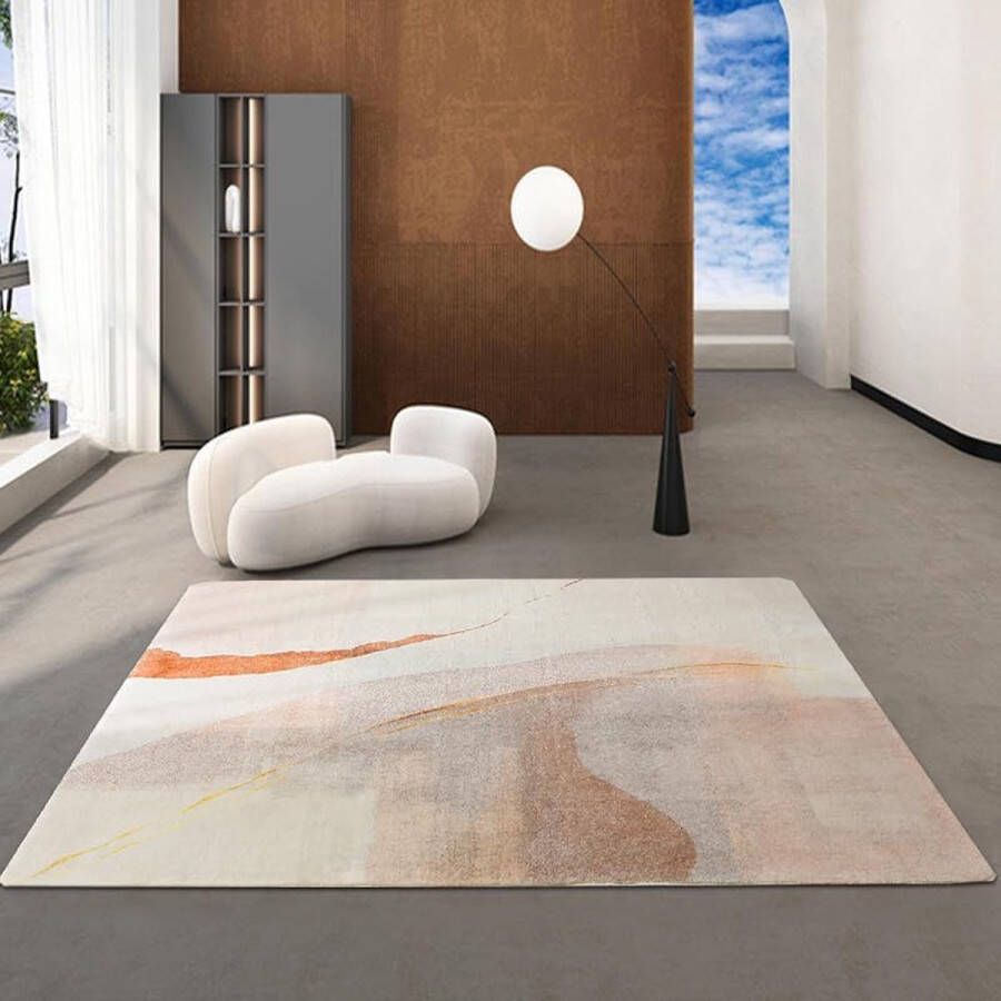 Cinknots Vloerkleden voor woonkamer modern abstract tapijt zachtpolig eetkamer slaapkamer huisdecoratie antislip tapijt (bruin goud 160 x 200 cm)