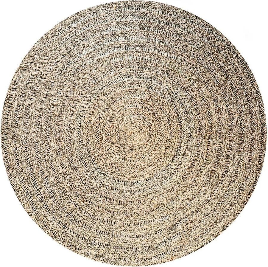 Rootz Living Rootz Circulair Zeegras Tapijt Natuurlijk Vloerkleed Geweven Mat Voegt Zachtheid toe 150cm x 150cm