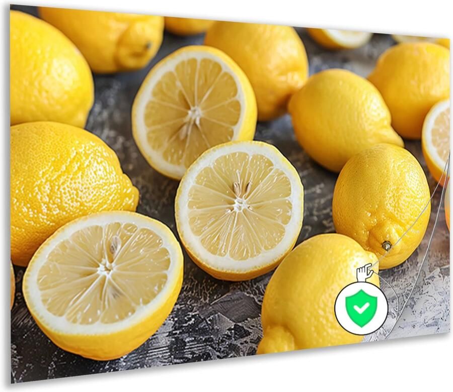 Citroenen muurdecoratie Fruit poster Muurdecoratie Houten tafel Wanddecoratie industrieel Slaapkamer poster Decoratie muur poster 90x60 cm