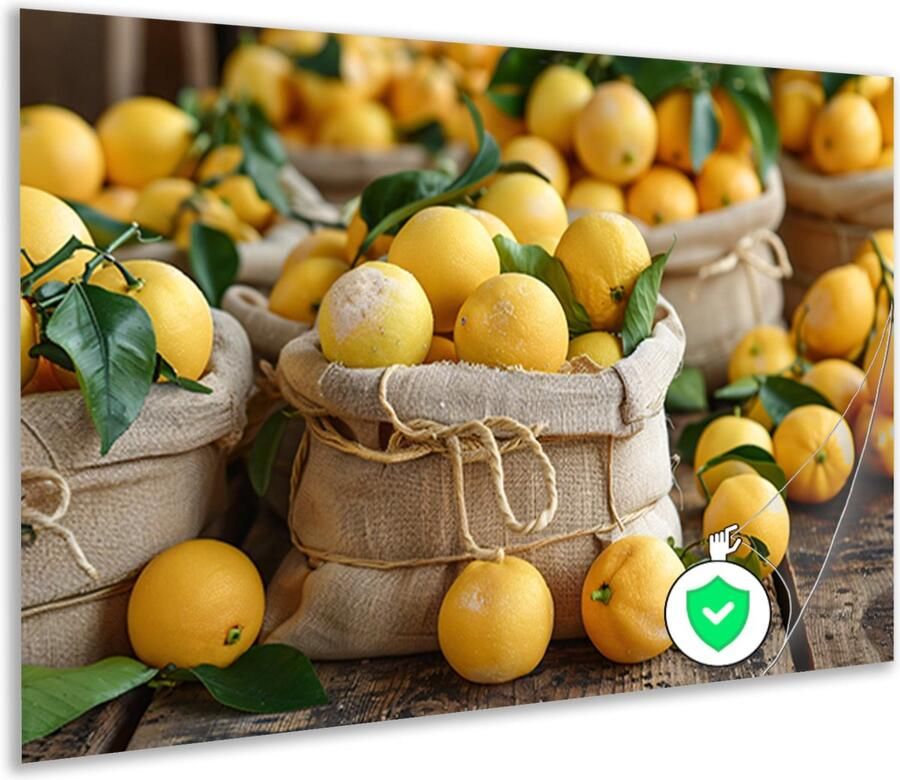 Citroenen wanddecoratie Fruit posters Poster Houten tafel Muurdecoratie modern Slaapkamer posters Decoratie muur poster 60x40 cm