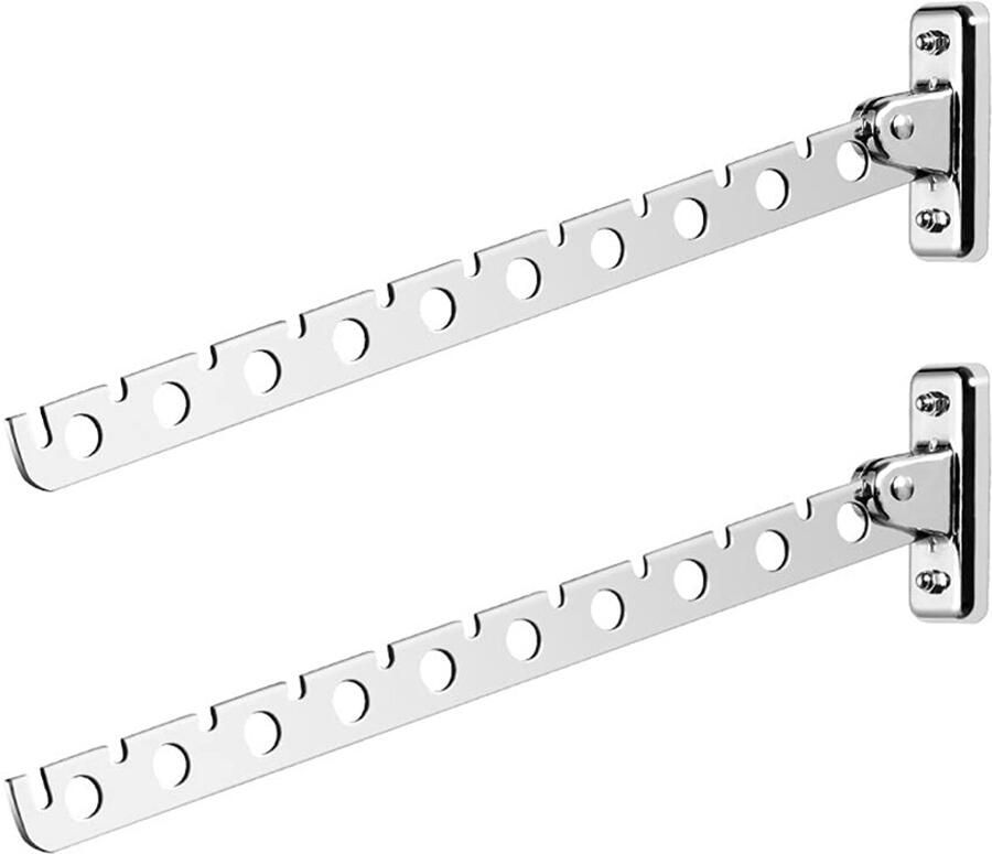 CJBIN Opvouwbare kapstokhaken 2-pack RVS Opvouwbare wandkapstokhaken Kledinghanger Kledingrek Wandgemonteerde kapstok Opvouwbaar voor wasruimte Badkamer Balkon