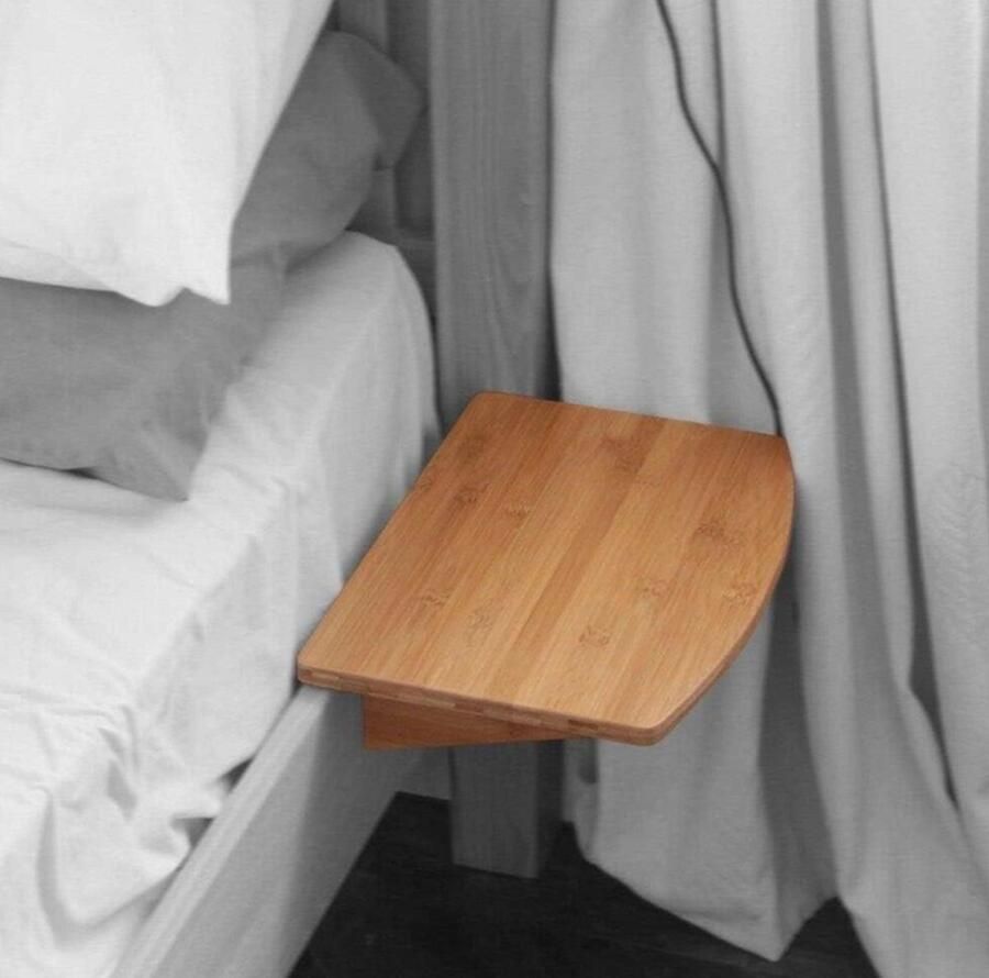 Clip-on hangplank van bamboe klein nachtkastje met 21 mm klemmen