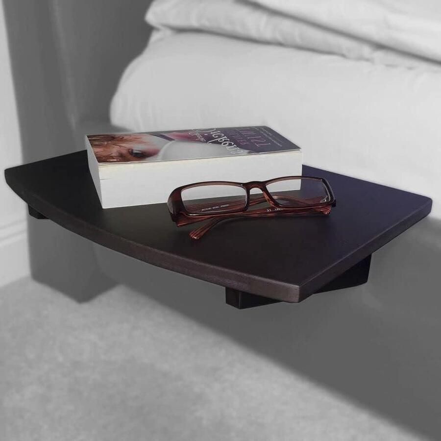 Clip-On Hangplank van Natuurlijk Bamboe Klein Nachtkastje (Klemmen 26mm Zwart)