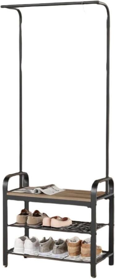 Cloakroom Stand & Shoe Bench garderobe rack Entryway Organizer Space Saving Design 33 7 cm x 72 cm x 183cm