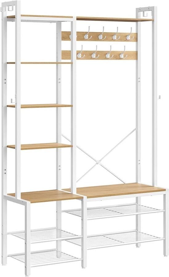 Cloakroom Stand met schoenbank garderobe opslag Entryway Organizer Sturdy Design 40 cm x 120 cm x 190 cm