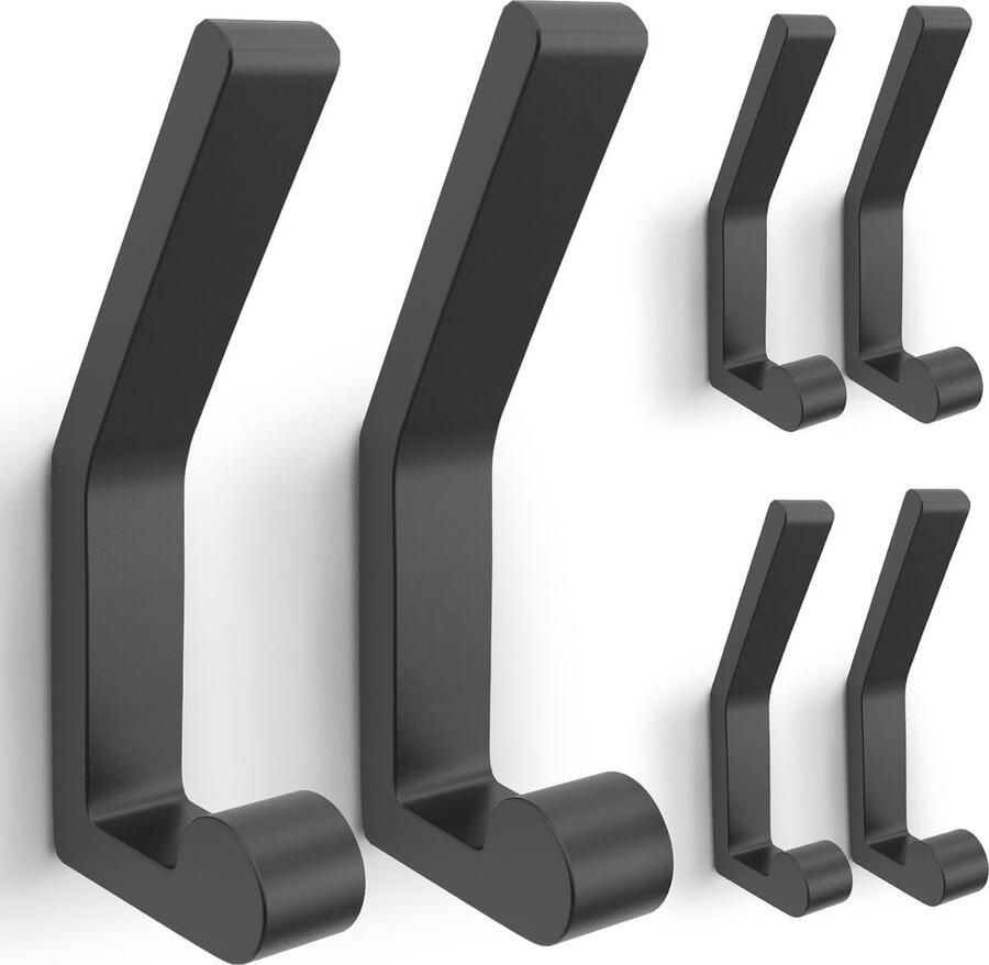 Clord Kapstokhaken Set van 6 Aluminium legering Voor te boren Ruimtebesparend