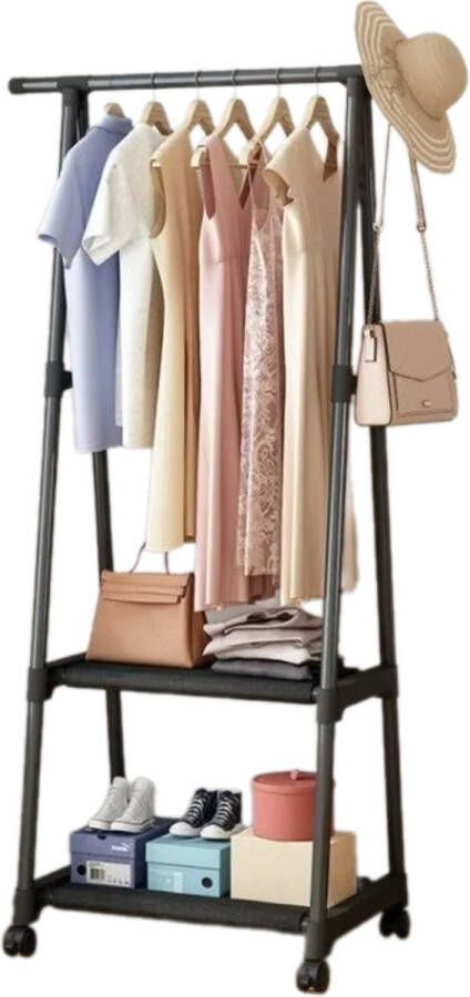 Clothes rack Drying rack Laundry rack Kledingrek op wieltjes 55 x 42 x 160 cm Modern Zwart
