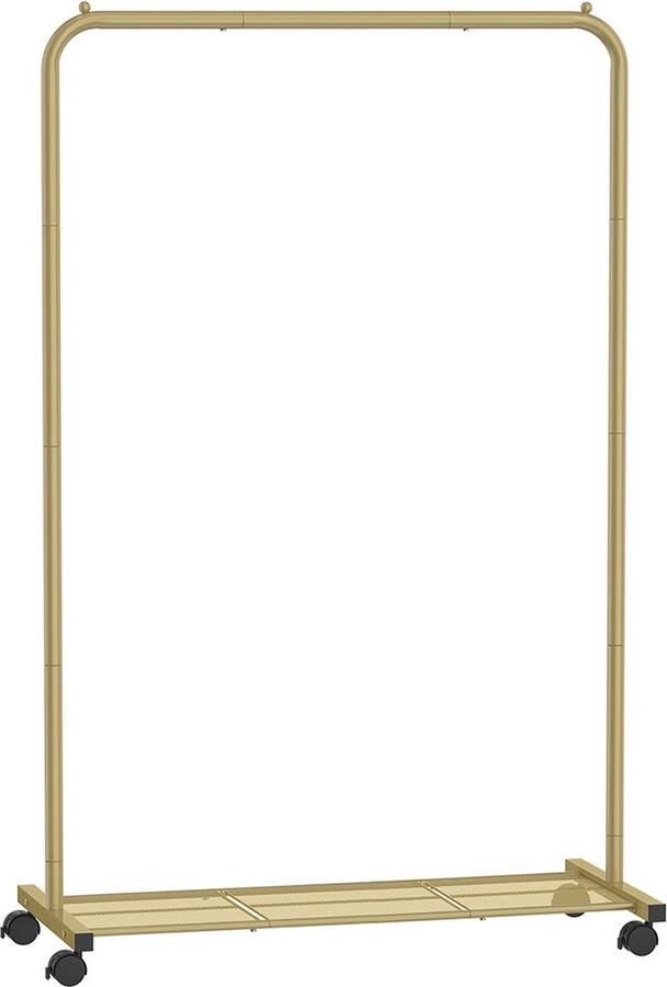 Rootz Living Rootz Gold Steel Kledingrek op Wielen Kledingrek Rollende Kledingkast Heavy Duty Draagbaar Eenvoudige montage 40 5 cm x 91 cm x 158 cm