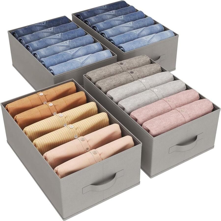 Allecto Plus Garderobe Organisatiesysteem met Broek Organizers voor Kast Opvouwbare Kast Lade 6 Vakken Steunbord Voor Broeken T-shirts Trui Legging Set van 4 42 x 27 x 17cm