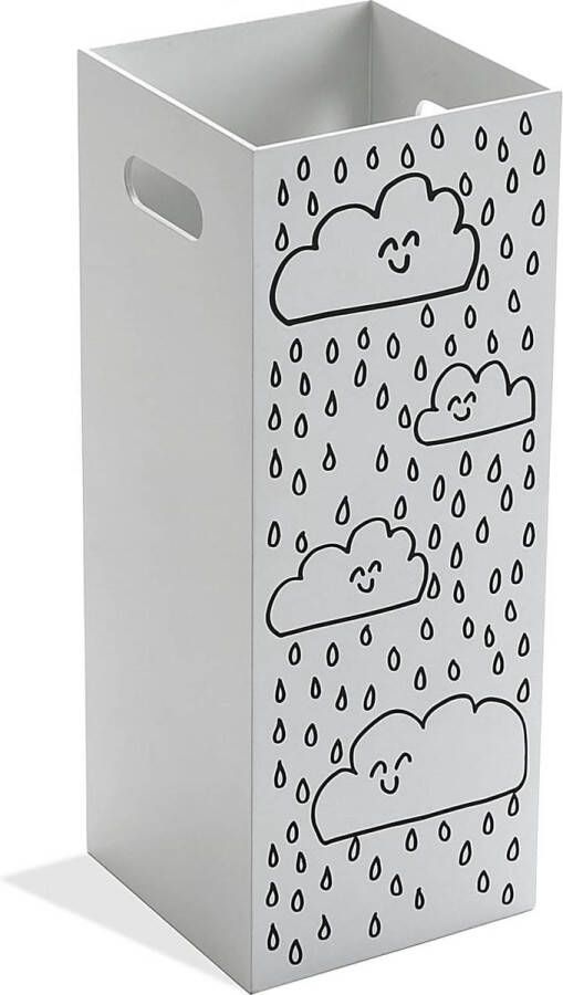 Clouds Paraplubak voor Inkomhal Slaapkamer of Zaal Moderne parapluhouder Afmetingen (H x B x H) 53 x 21 x 21 cm MDF Hout Kleur Wit en grijs