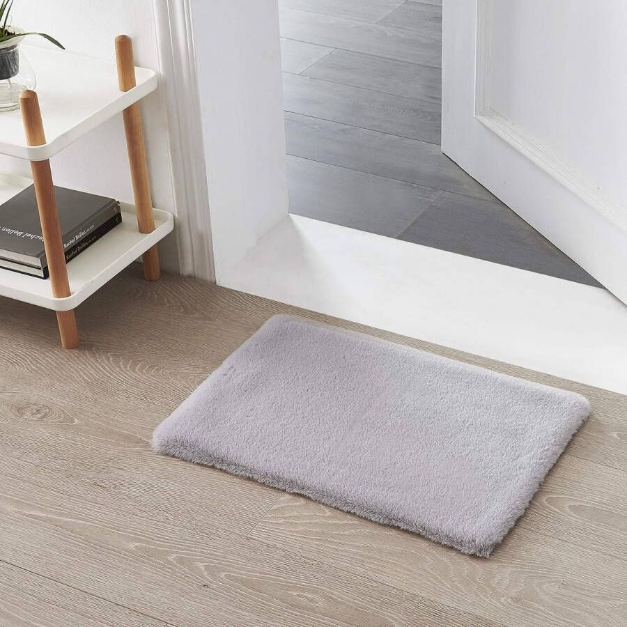 Cloudy pluizig vloerkleed van imitatiebont Konijnenbont korte vacht hoogpolig bontkleed voor woon- of slaapkamerbedkleed Grijs 50x150cm
