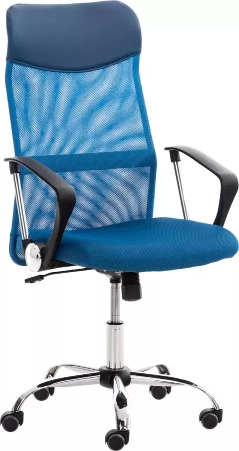 CLP Washington Bureaustoel Kunstleer en netbekleding Kantoorstoel met Zithoogte: 47 -55 cm blauw