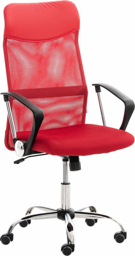 CLP Washington Bureaustoel Kunstleer en netbekleding Kantoorstoel met Zithoogte: 47 -55 cm rood
