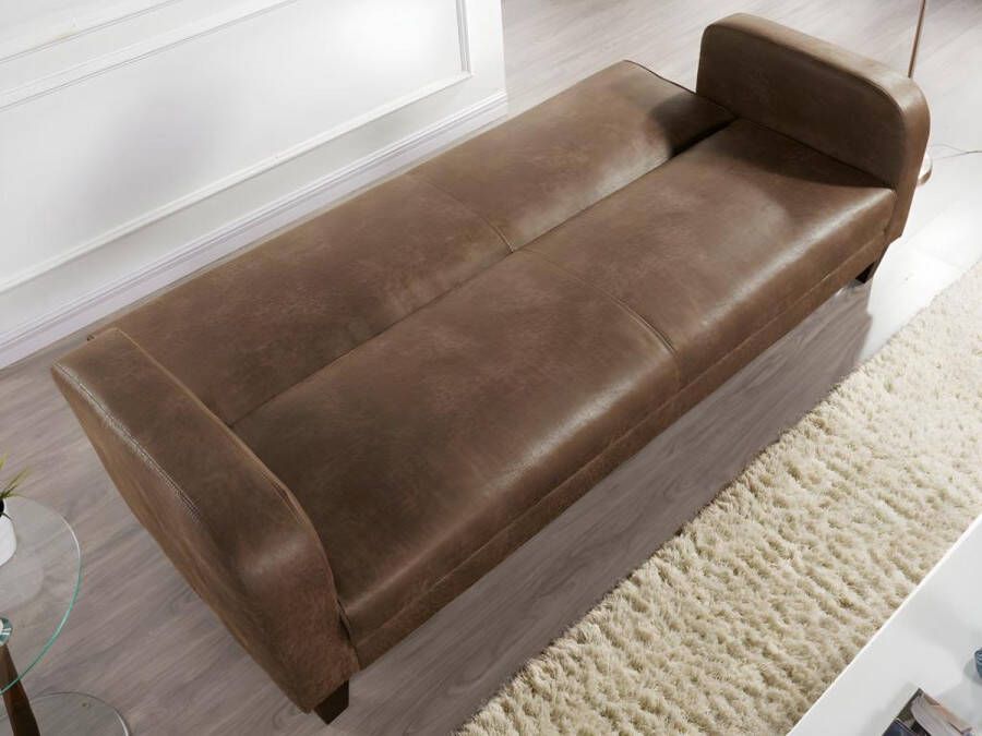 Vente-unique Club bedbank INICIO van microvezel met lived-in leereffect L 215 cm x H 85 cm x D 83 cm - Foto 2