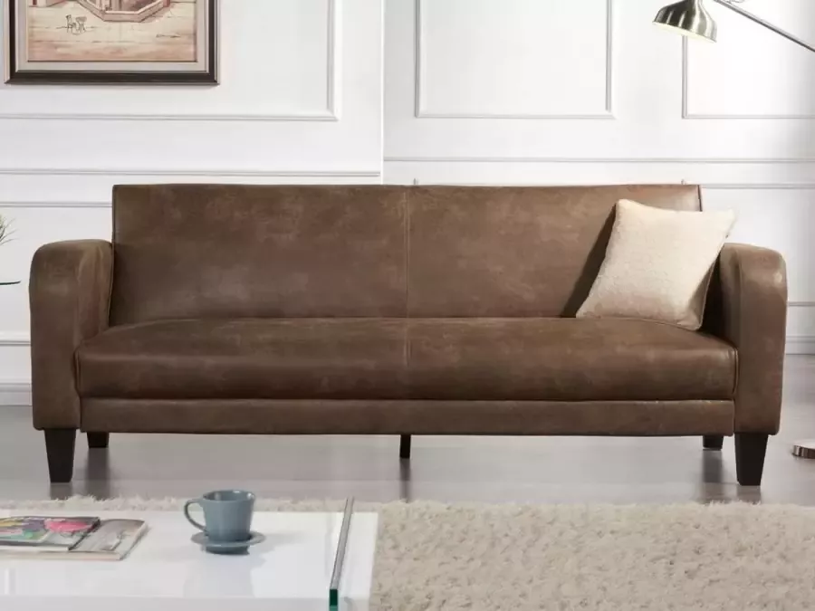 Vente-unique Club bedbank INICIO van microvezel met lived-in leereffect L 215 cm x H 85 cm x D 83 cm