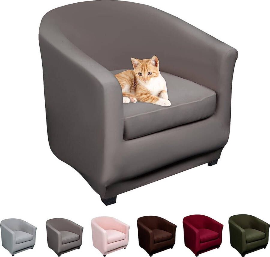 Clubstoelhoezen stretch stoelhoezen fauteuilhoes kuipstoelhoes bankhoes elastisch antislip clubstoelhoezen hoes voor loungestoelen grijs