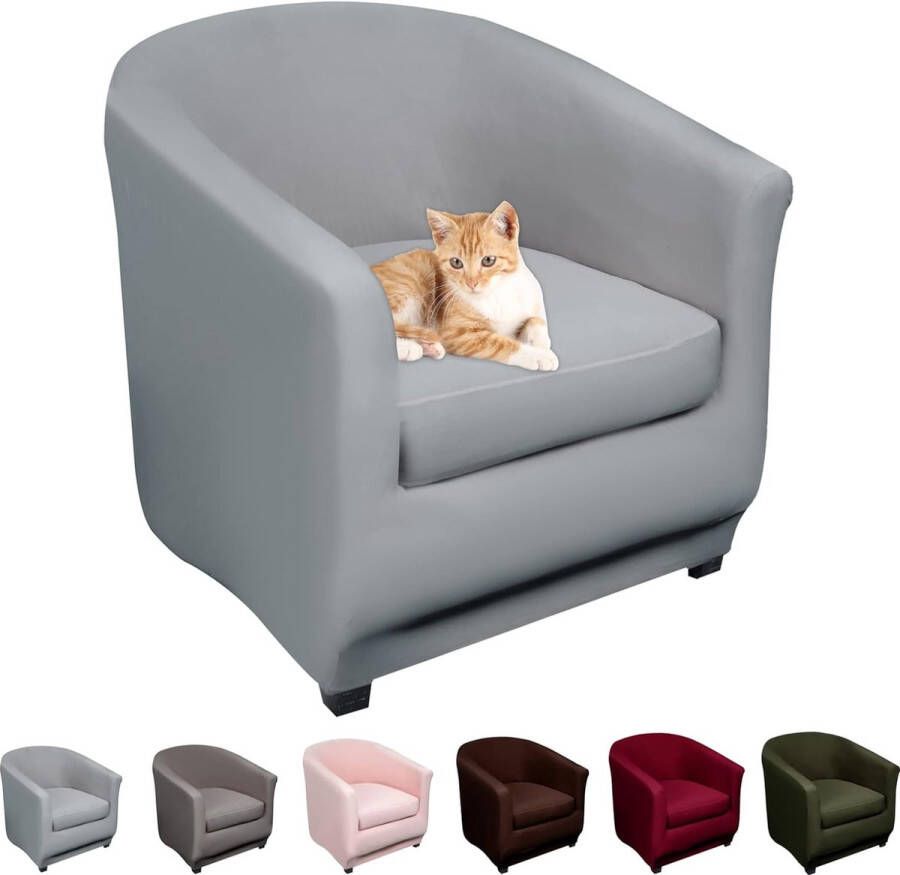 Lydevo fauteuilhoezen clubstoel stretch fauteuilbeschermer fauteuilhoes kuipstoelhoes bankhoes elastische antislip clubfauteuilhoezen hoes voor loungestoelen lichtgrijs