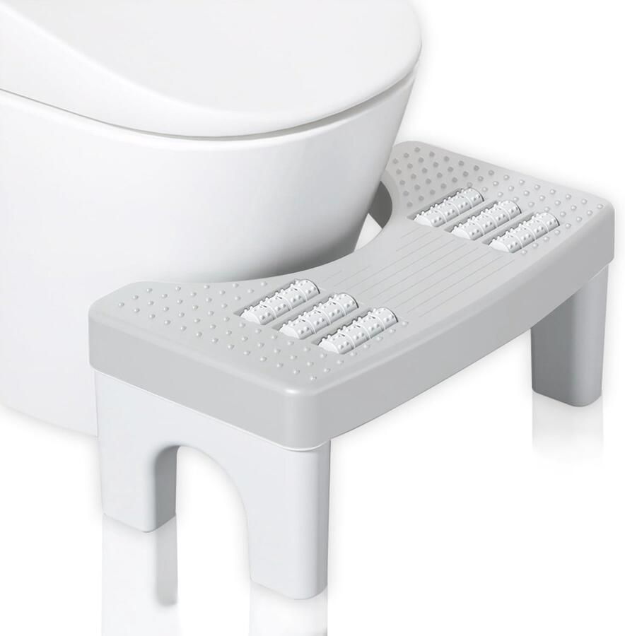 Cnwinu Toiletkruk voor volwassenen antislip toiletkruk opvouwbare toiletkruk met massagewielen verdikte badkamerkruk voor een opgeblazen buik constipatie en prikkelbaredarmsyndroom (wit)
