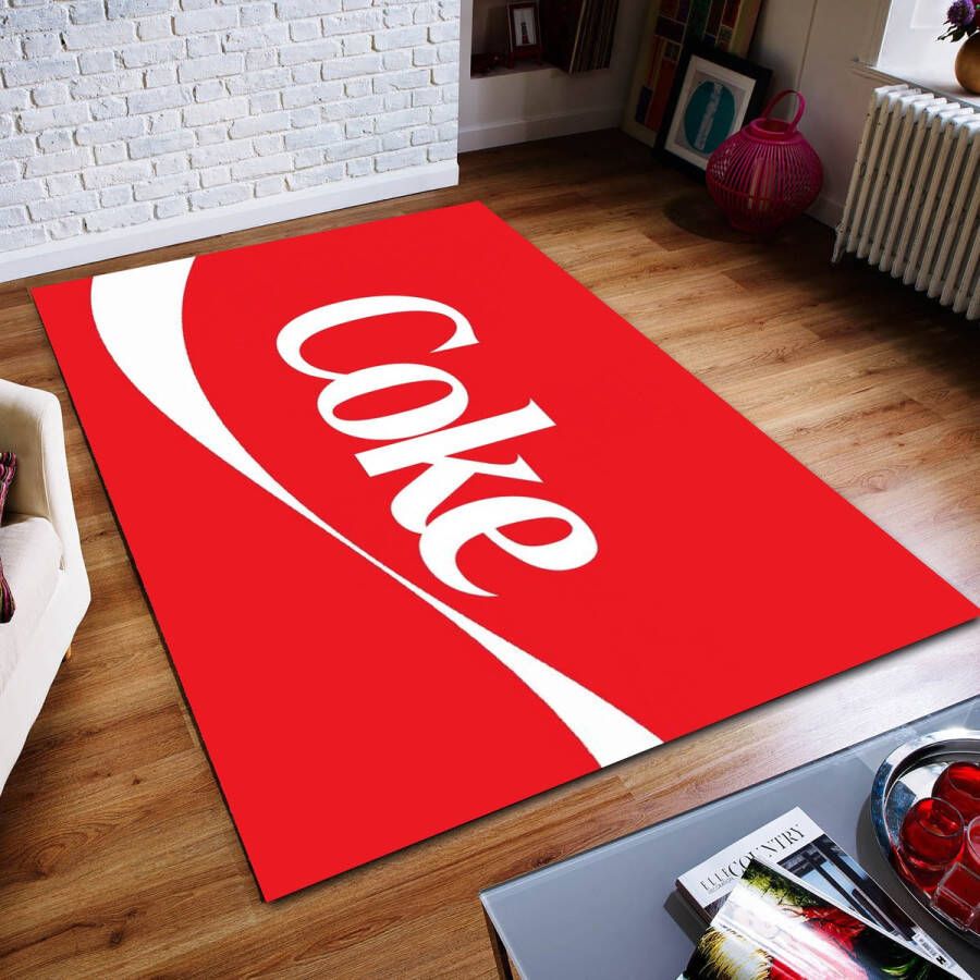 Coca-Cola-tapijt coke-tapijt- tapijt met cola-patroon- Woonkamertapijt kinderkamer vloerbedekking-woonkamer-keuken-entree 180x280 cm