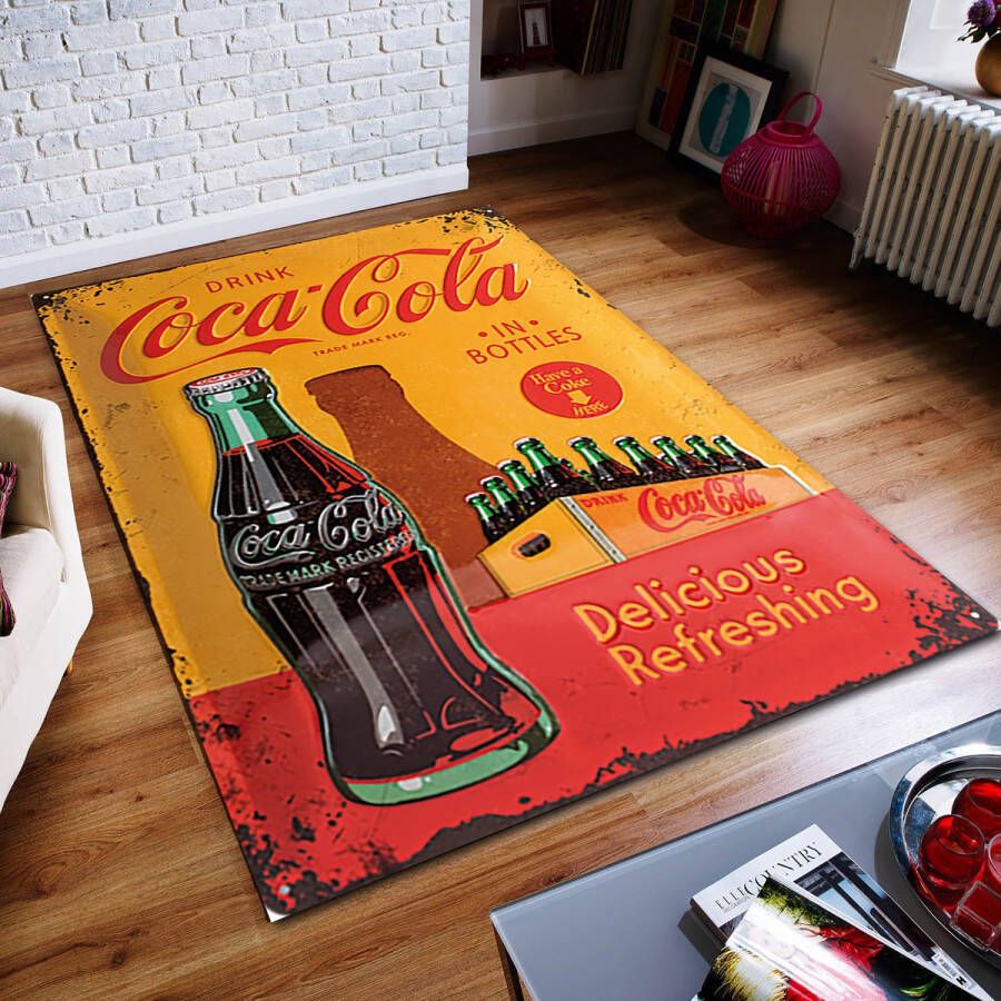 Coca-Cola-tapijt coke-tapijt- tapijt met cola-patroon- Woonkamertapijt kinderkamer vloerbedekking-woonkamer-keuken-entree 100x150 cm