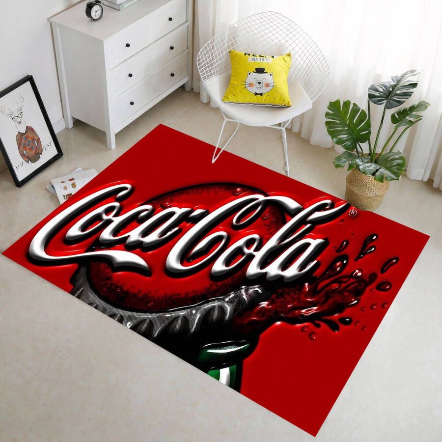 Coca-Cola-tapijt coke-tapijt- tapijt met cola-patroon- Woonkamertapijt kinderkamer vloerbedekking-woonkamer-keuken-entree 140x200 cm