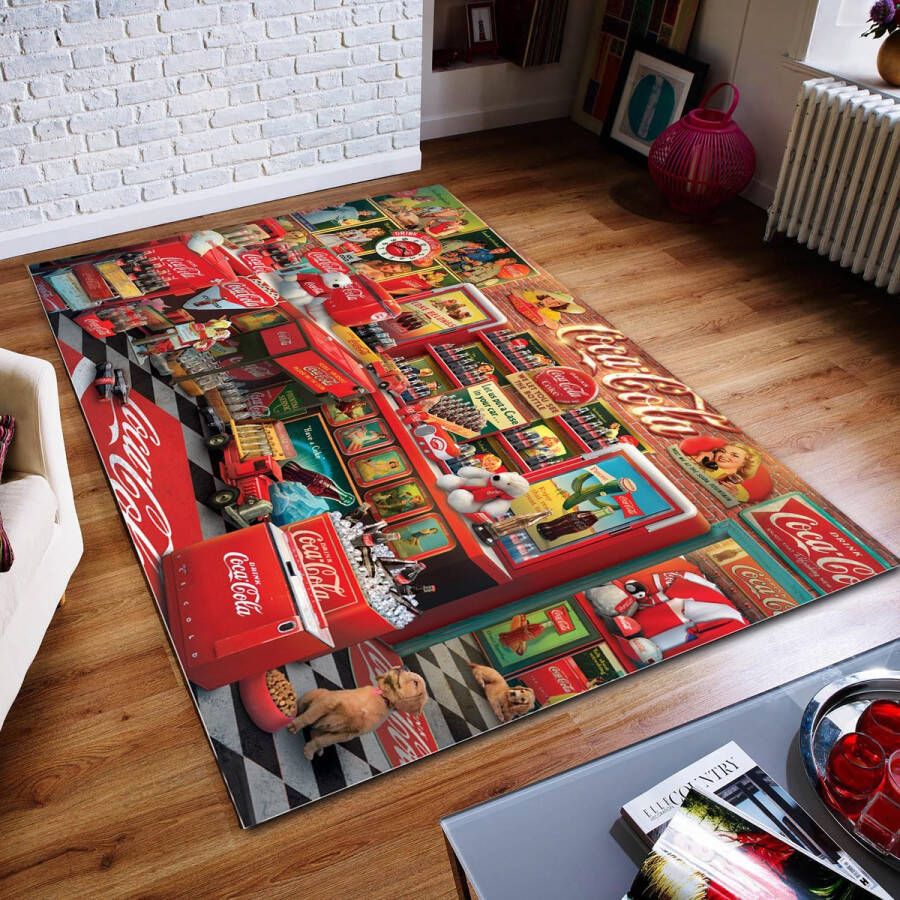 Coca-Cola-tapijt coke-tapijt- tapijt met cola-patroon- Woonkamertapijt kinderkamer vloerbedekking-woonkamer-keuken-entree 100x150 cm