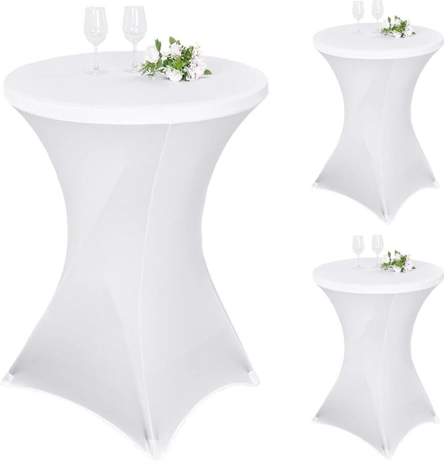 Cocktail Spandex Stretch Tafelkleed 3 stuks Wit Hoogwaardige kwaliteit