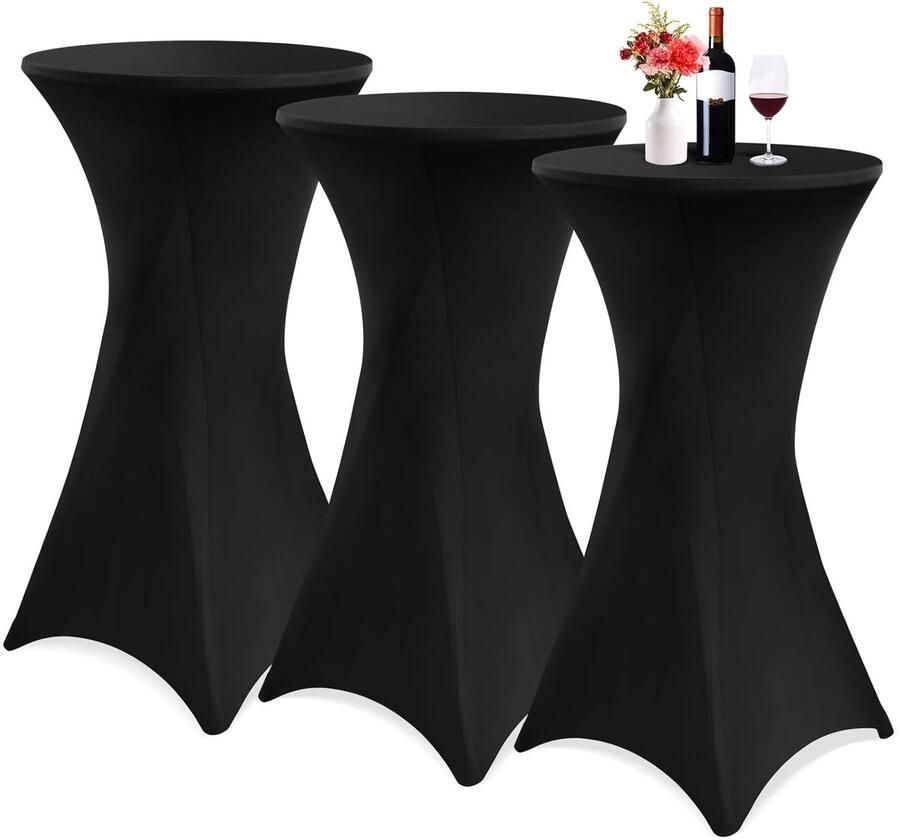Cocktail tafelkleed 3 stuks zwart 24 x 43