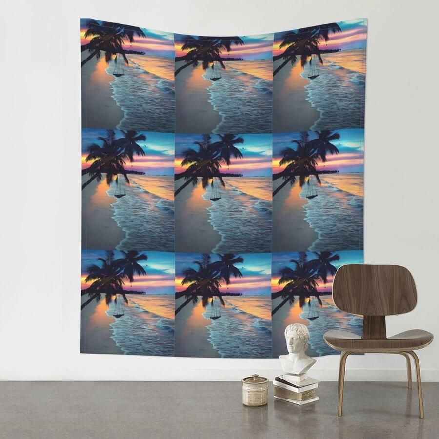 Coconut Beach Sunset Hangmat Zacht en Duurzaam Polyester Tapijt voor Binnen en Buiten