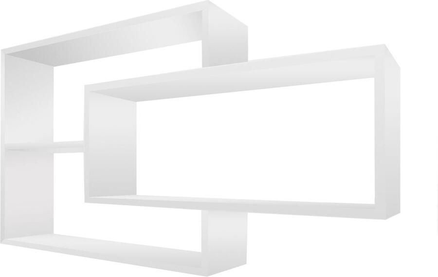 Coemo wandplank Wit Natuur Zwart 'Ernie' boekenplank hout MDF 4 vakken hangplank Zwevende plank voor woonkamer slaapkamer en keuken - Foto 2