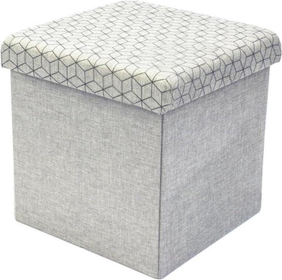 Coffre Rangement Pouf Pliable Gris Clair M4 Lin 375 x 375 x 375 cm HD3167