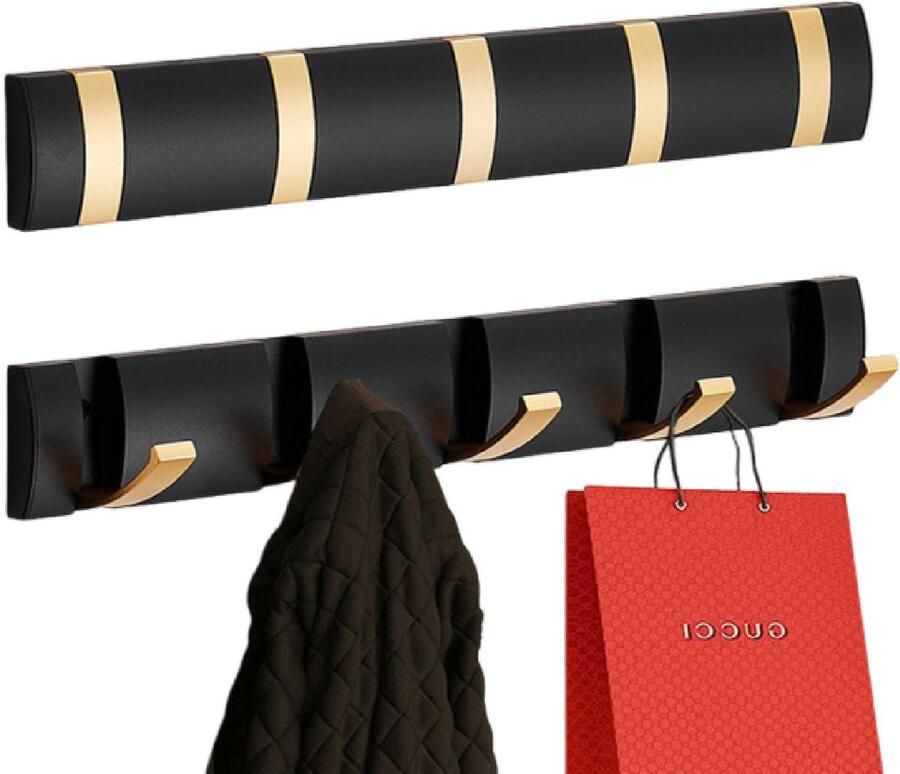 Cohentbliss kapstok wandkapstok met 5 verplaatsbare haken. Moderne wandkapstok voor jassen mantels sjaals handtassen en meer