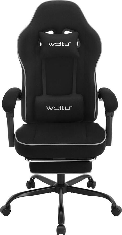 Collox Gamestoel Ergonomische stoel Kantoorstoel Bureaustoel Draaibaar Met lendenkussen Met voetensteun Kantelbaar tot 45 graden Zwart