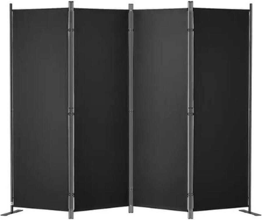 Kamerscherm Scheidingswand Scherm Partitie Scheidingswand Kamerscherm 4 panelen In grootte & hoogte verstelbaar Vrijstaand Opvouwbaar voor kantoor Thuis Zwart